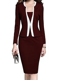 Vestido ajustado de una pieza con contraste de colores para dama para usar en el trabajo o en una fiesta de negocios