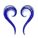 Spiral Glass Ear Tapers 00 Gauge Blue Ink Glow in the Dark with Plugs (10mm) - 4 Pieces