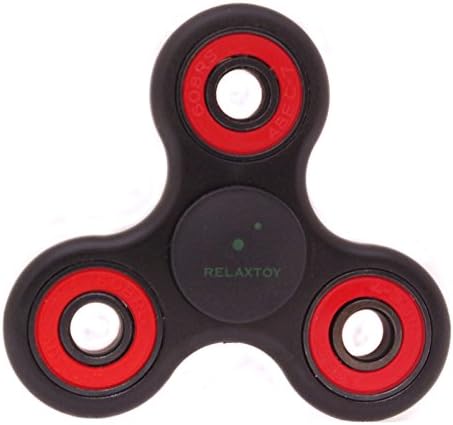 #1 Hand Spinner Fidget Toy Black and Red [UPGRADED - Extra Quiet Bearing] Relieving ADHD, Ultra Durable EDC Focus Toy for Kids and Adults, Spin Time 2-4 Min Non-3D Printed
