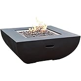 MODENO Outdoor Fire Table Aurora Concrete Natural Gas Firepit,Black | Includes Lava Rocks, Outdoor Patio and Backyard Use, Modern Design, Warm Gathering Space 45,000 BTU