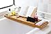DOZYANT Bamboo Bathtub Caddy Tray Bathtub Rack, One or Two Person Bath Tray with Extending Sides for Towel Book Glass, with Two Tower Trays