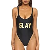 Dixperfect One Piece Swimsuit with High Cut and Low Back for Women (XL, P4-Slay)