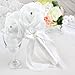 6 Bunch of Bouquet, AerWo White Foam Roses Silk Ribbon Bouquet Handmade Rhinestone Diamante Artificial Flower Bridal Bridesmaid Brooch Wedding Bouquet Decoration