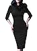 Women's 1950s Retro 3/4 Sleeve Bow Cocktail Party Evening Dress Work Pencil Dress Black X-Large