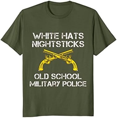 Mens White Hats Nightsticks Old School Military Police Tshirt 2XL Olive