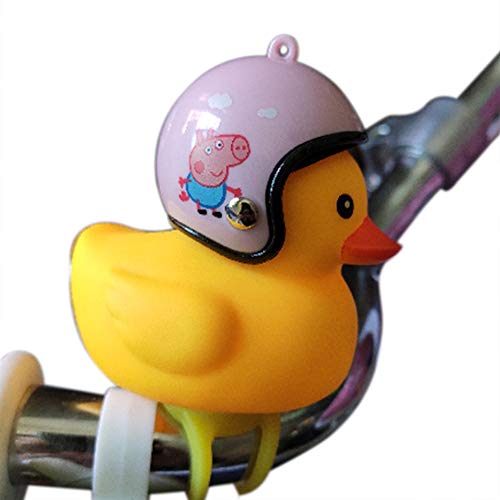 GOCOHHI Kids Bike Horn Cute Bicycle Lights Bell Squeeze Horns for Toddler Children Adults Cycling Motorcycle Yellow Duck Light Rubber Duck Helmet Toys (Pink, Duck+Helmet)