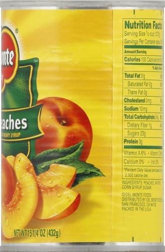 DEL MONTE YELLOW CLING SLICED PEACHES, 15.25 OZ