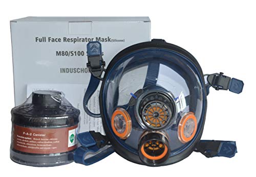 Induschoice Organic Vapors Full Face Respirator Mask Gas Mask Paint Spray Pesticide Chemical Formaldehyde Respiratory Protection(Respirator +1 Canister) - Thumbnail 6