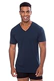 TexereSilk Men's V-Neck Undershirt Single Pack - Lounge Tee In Bamboo Viscose (Midnight Blue, Medium) Gifts For Guys MB6002-MID-M