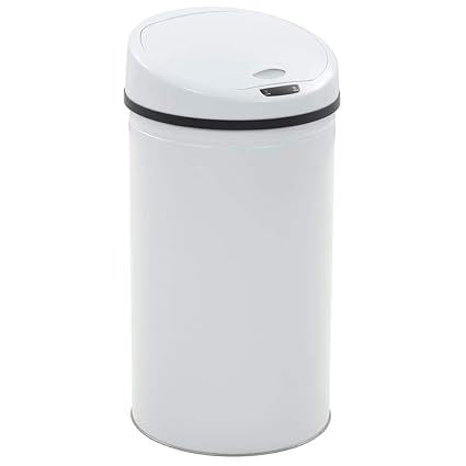 vidaXL Cubo de Basura con Sensor 42L Blanco Papelera Basurero Tacho Cesto Bote