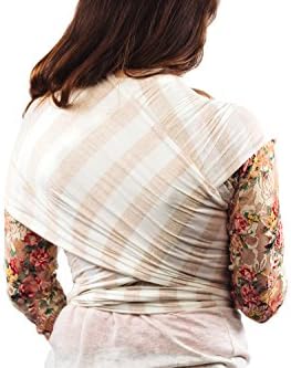 ACK Wrap Soft, Lightweight, Breathable Baby Carrier Made in USA. (Oatmeal and White Striped)