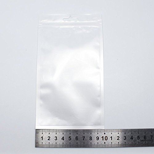 BAT Pack 100 PCS (Inner Size 3.5x5.9 inches) Front Clear White Zipper Resealable 2.7mil Plastic Bags with Hanging Hole Phone Case Zip Lock Package Self Seal Pouches Electronic Product Shell Packaging