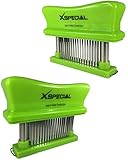 CHEF TENDERIZERS GIFTS > Just-4-Meat Tenderizer 48 Needles Stainless Steel - Best Kitchen Handheld Gadgets for Tenderizing Steak Beef Chicken Pork By X-Special (Green 2 Pack / Individually Boxed)