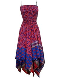 Womens Silk Sundress Spaghetti Strap Handkerchief Hemline Divine Elegance Resort Beach Dress S/M/L