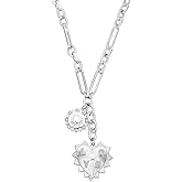 Elefezar 18K Gold Plated Sun Heart Pendant Necklace Minimalist Chunky Paperclip Chain Hip Hop Choker Jewelry Silver