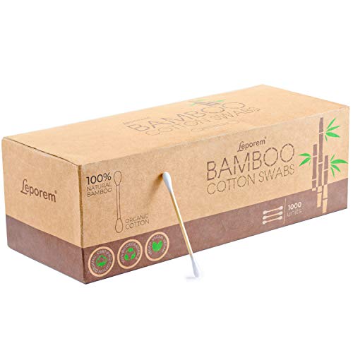 Cotton Swabs - Cotton Buds, 1000 CT Organic Cotton Swabs, Multipurpose Highly Absorbent Hygienic, Recyclable & Biodegradable Bamboo Cotton Sticks for Beauty Care, Painting, Jewelry, Pet Care (5 Pack)
