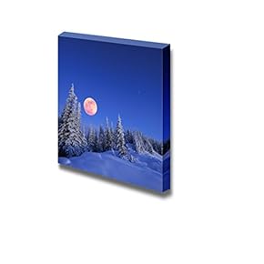 Winter Landscape in The Mountains at Night a...