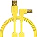 DJ TechTools Chroma Right-Angled USB-A to USB-B Cable - 1.5m / 5 ft | Audio Optimized, Shielded from Interference | Cable Tie (Yellow)