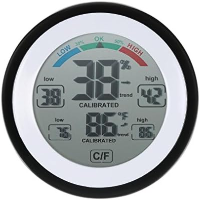 Home Digital Hygrometer Thermometer ,Screen Control Thermometer Round Home Digital Hygrometer Indoor Humidity For Home, Car, Office, Greenhouse, Babyroom (Black)