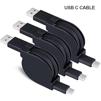 Retractable USB Type C Cable,Sicodo 3 Pack High Speed 3.3FT USB Male Flexible Charger Cable Compatible with Samsung Galaxy S9,S8,S8 Plus,MacBook,LG G6 V20 V30,Nexus 6P,Google Pixel XL,MacBook Pro