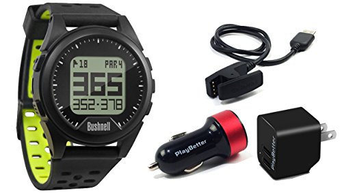 Bushnell-Neo-Ion-Black-POWER-BUNDLE-with-PlayBetter-USB-Wall-Car-Charging-Adapters-Golf-GPS-Watch-35000-Worldwide-Courses