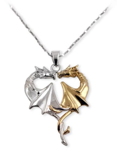 Dragon Heart Gold and Sterling Silver Pendant Necklace