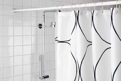 Aurora Aluminium Shower Curtain Rod with Adjustable Spring, 55 to 102-inch (Ivory)