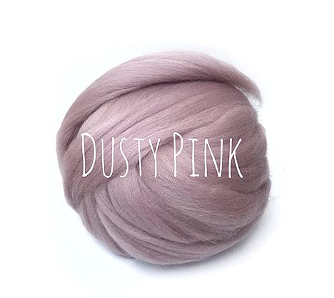 Colorful Passions Merino Wool Roving Oeko-TEX Certified Chunky Yarn Arm Knitting Felting Spinning Weaving Macrame 26-28 Microns EU Suppliers Dusty Pink 50g (0.11lb)