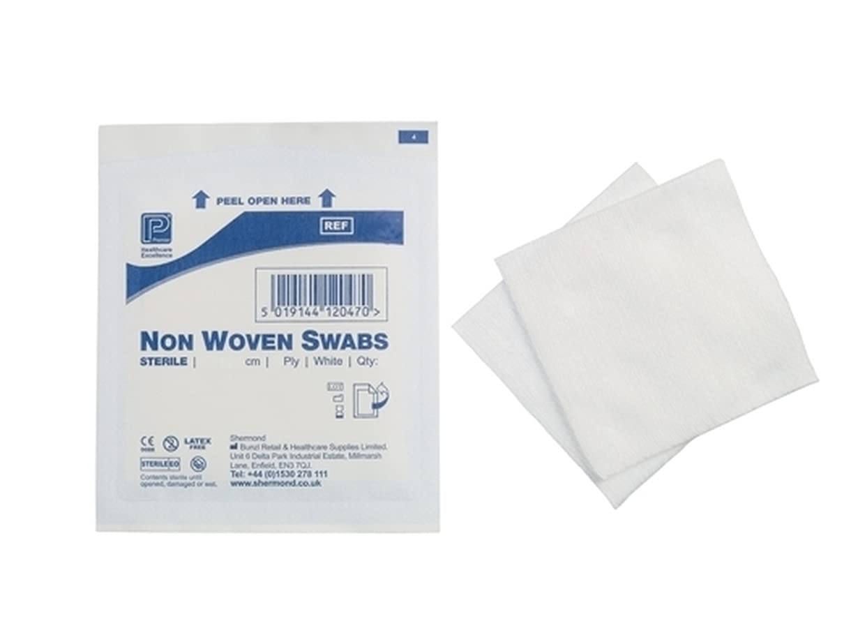 Premier Non-Woven Sterile Swabs, 4 ply, 7.5cm x 7.5cm, 5/Pouch x 40 Packs
