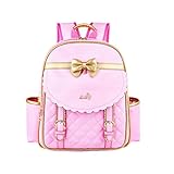 EURO SKY Children School Backpack Bags for Girls Students PU Leather Pink Large