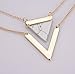 Shoopic Layered Triangle Natural Stone Necklace V Bar Shape Marble Pendant Collar Chain for Women