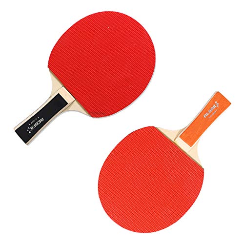 Table Tennis Racket Ping Pong Practice Paddle Set 2 Bats + 2 Balls (Color : Orange)