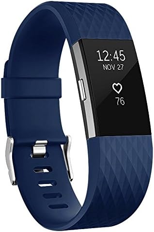 Yandu Replacement for Fitbit Charge 2 Strap, Watchbands Soft Comfortable Accessory Straps for Charge 2 (Special-navy blue, Small)