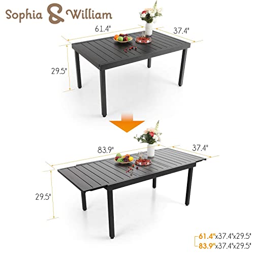 Sophia & William Black Expandable Patio Dining Tables Metal Outdoor