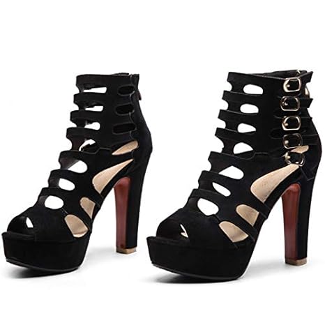 MENGLTX High Heels Sandalen Neue Sommer Party Peep Toe Damen Stiefeletten Einzigartige Schnalle Komfortable Stiefel Große Grö