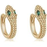 StyleJella Women's Vintage Animal Crystal Dangle Earrings - Small Snake Shape Snake Earrings, Adorned with Zirconia - Gold Plated Hypoallergenic Jewelry, Suitable for Men and Women