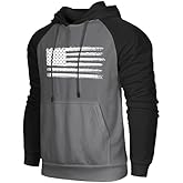 H HYFOL Men's Sweatshirt USA FLAG Patriotic Graphic Polyester Hoodies for Men Pocket Raglan Long Sleeve Sweatshirts