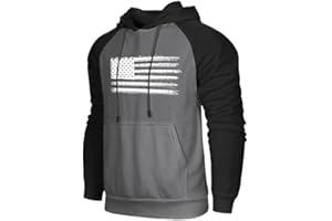 H HYFOL Men's Sweatshirt USA FLAG Patriotic Graphic Polyester Hoodies for Men Pocket Raglan Long Sleeve Sweatshirts