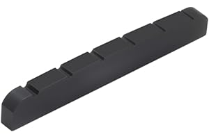 Metallor 6 String Black Cattle Bone Guitar Nut Pre-Slotted Flat Bottom 42mm x 6mm x 3mm Compatible with Strat Stratocaster Tele Telecaster Style Electric Guitar Parts Replacement Black.