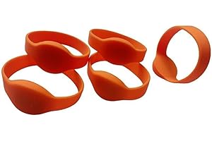 YARONGTECH 13.56MHZ ISO/IEC 14443 Type-A 1K S50 Orange Silicone RFID Wristband Pack of 5