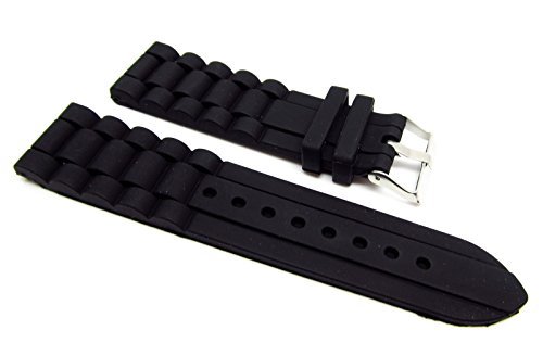 22MM BLACK SOFT RUBBER WATERPROOF SPORT DIVER WATCH BAND STRAP FITS TRAVELER ,S3