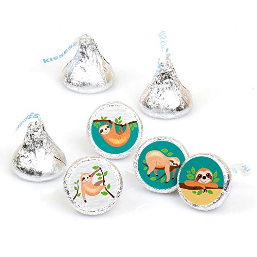 Let's Hang - Sloth - Baby Shower or Birthday Party Round Candy Sticker Favors - Labels Fit Chocolate Candy (1 Sheet of 108)