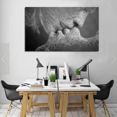 TKFY Wall Art Prints On Canvas Abstract Kissing Couple Painting On Canvas Human Murals Sexy Beauty Image Pictures Home Hotel Office Study Decoration Inner Framed 1Panel,M