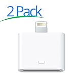 Lightning Adapter, Lightning to 30 pin Charging Charge Cable Adapter Converter for iPhone 6 6S 6 Plus6S Plus 5 5C 5S Pad 4 iPad Mini iPad Air iPod Nano (2 pack 8Pin to 30 Pin Adapter White)