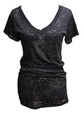 YogaColors Black Star Burnout Deep V Neck