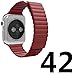 BRG Series 1 Series 2 Band 42mm Leather Loop with Adjustable Magnetic Closure iWatch Band Replacement Bracelet Strap for Apple Watch Sport and Edition 42mm Medium - Red