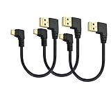 3Pcs Short USB Fast Charging Cable 90 Degrees Micro USB Cord Right Angle High Speed USB 2.0 Cable Charger Cord Data Charge Cable for Car Power Bank Android Cell Phone 6 Inch Black