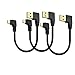 3Pcs Short USB Fast Charging Cable 90 Degrees Micro USB Cord Right Angle High Speed USB 2.0 Cable Charger Cord Data Charge Cable for Car Power Bank Android Cell Phone 6 Inch Black