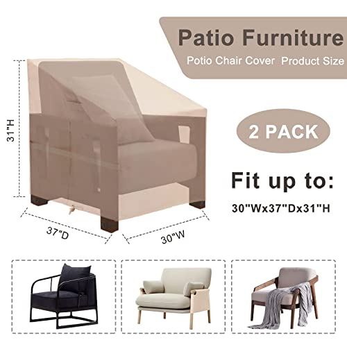 Patio Chair Covers 2 Pack, Outdoor Lawn Furniture Covers, Waterproof Lounge Deep Seat Covers