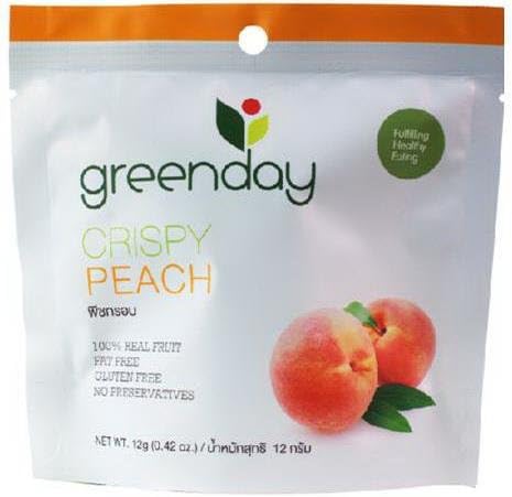 Greenday Crispy Peach, 100% Natural, Fruit Snack, High Fiber, Fat Free 12g. (Pack3)
